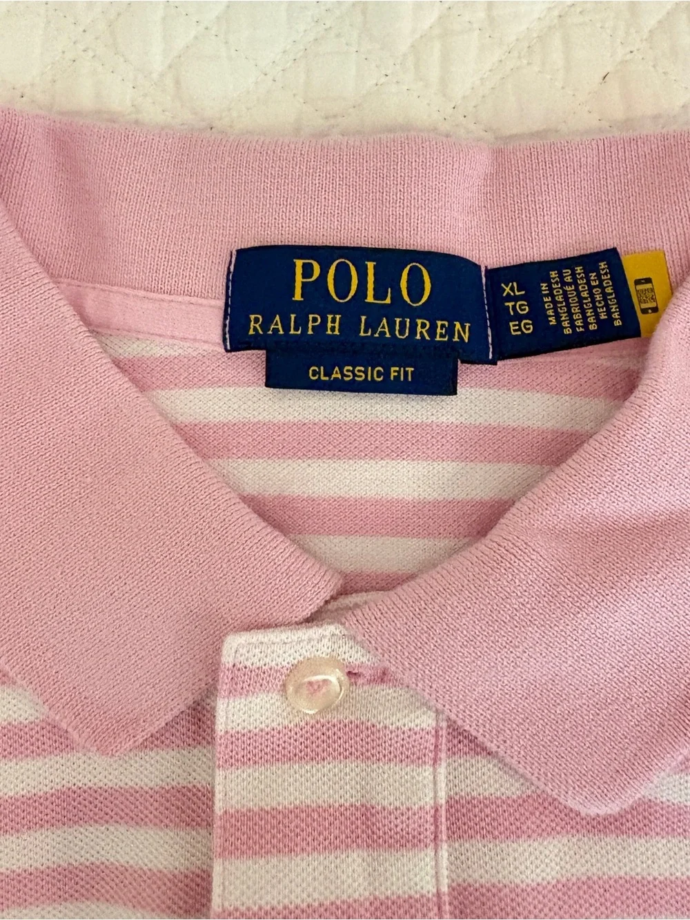 Ralph Lauren Pink & White Striped Polo with Green Pony